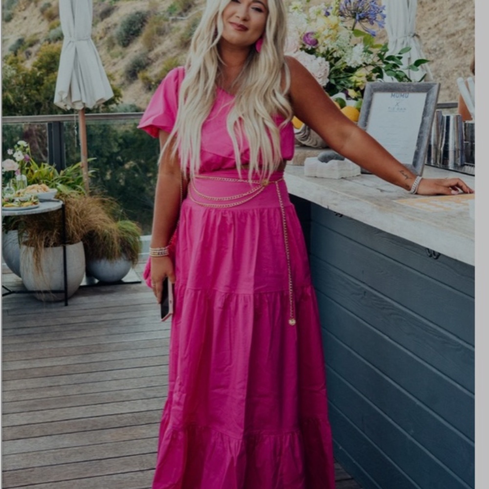 Show Me Your MuMu One Shoulder Dress in Hot Pink